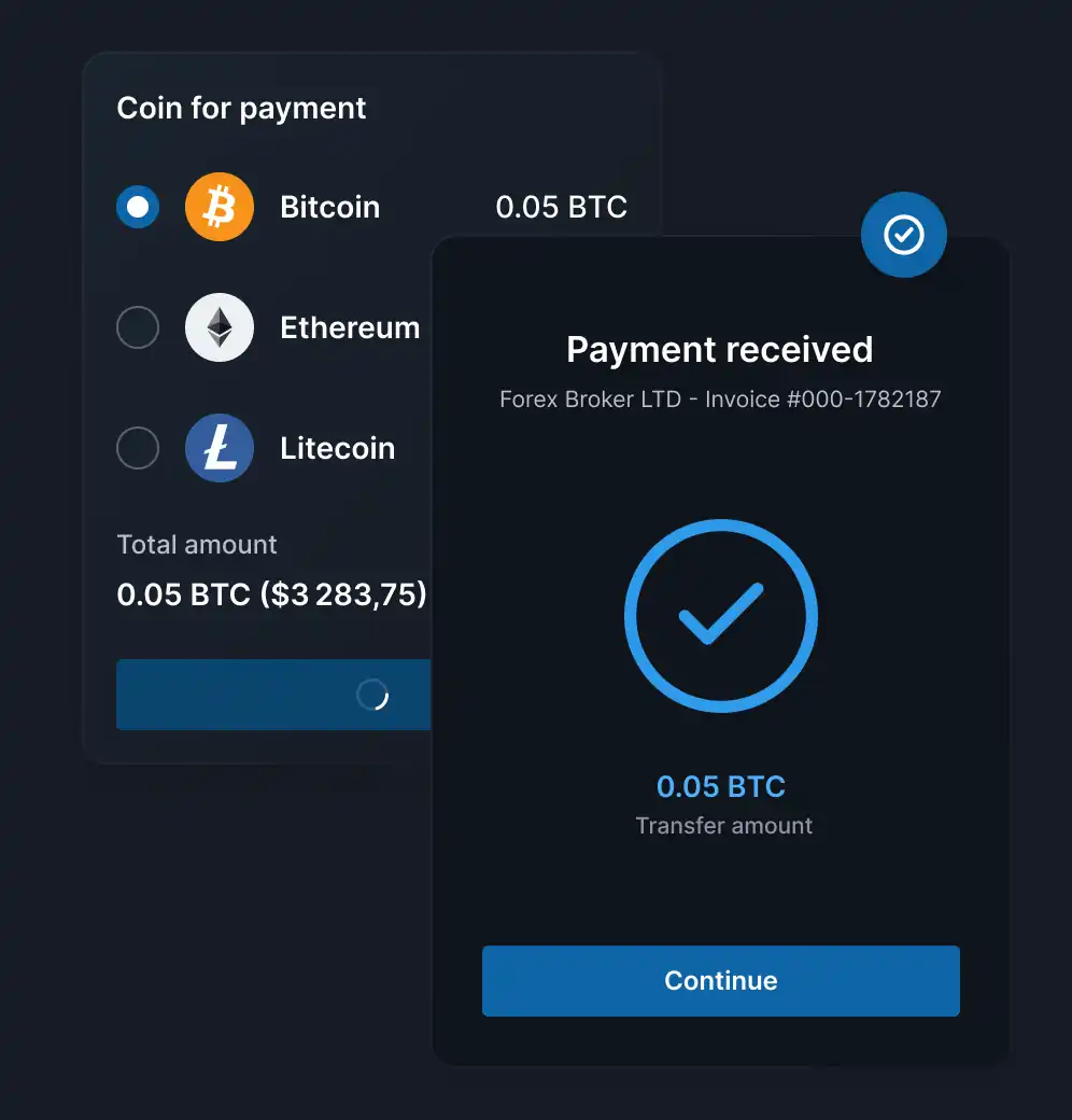 Convenient service for accepting payments in cryptocurrency